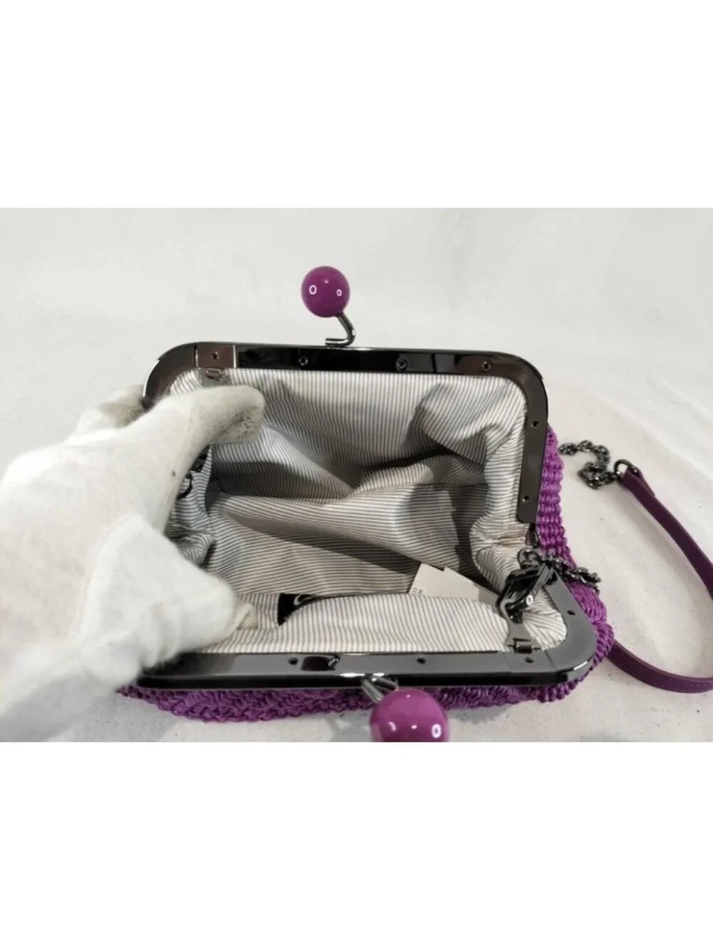 Max Mara Maxmara Weekend Shoulder Bag Pasticino Purple Cotton Chain